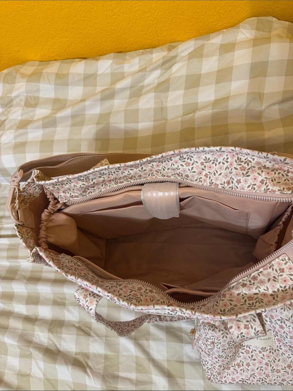Poppy & Peonies Blush Pink Floral Tote with Matching Pouch - Picture 2 of 3